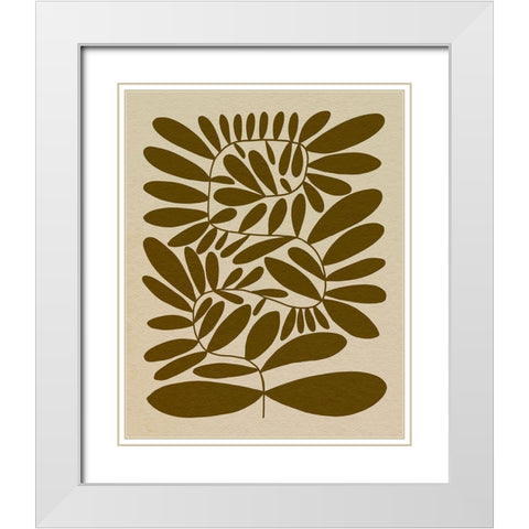 70s Sprig I White Modern Wood Framed Art Print with Double Matting by Caroline, Emma