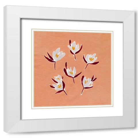Ditsy Blooms I White Modern Wood Framed Art Print with Double Matting by Caroline, Emma