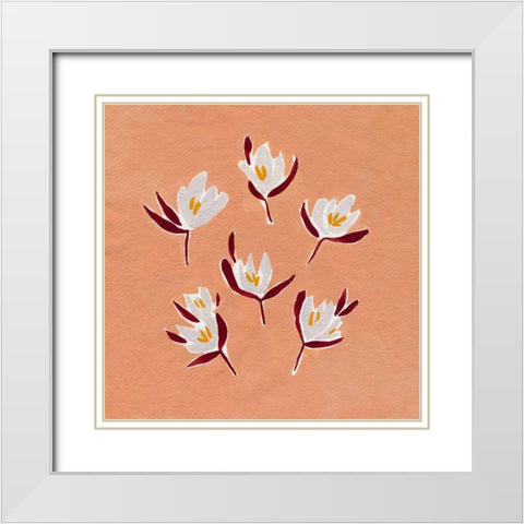 Ditsy Blooms I White Modern Wood Framed Art Print with Double Matting by Caroline, Emma