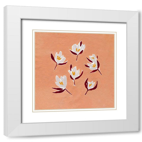 Ditsy Blooms II White Modern Wood Framed Art Print with Double Matting by Caroline, Emma