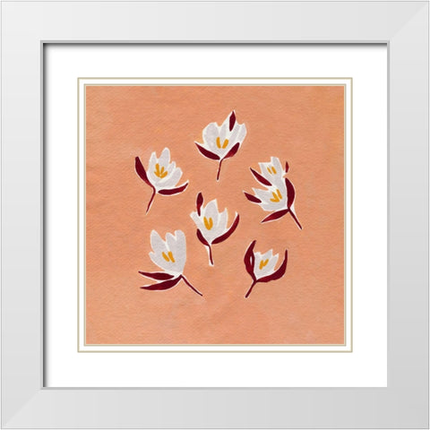 Ditsy Blooms II White Modern Wood Framed Art Print with Double Matting by Caroline, Emma