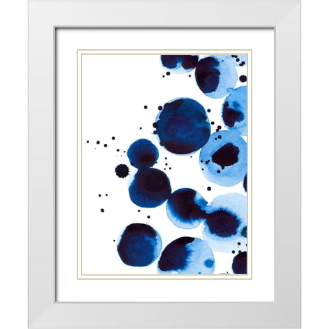 Blue Drops II White Modern Wood Framed Art Print with Double Matting by Warren, Annie