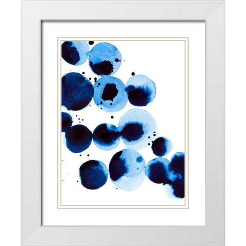 Blue Drops III White Modern Wood Framed Art Print with Double Matting by Warren, Annie