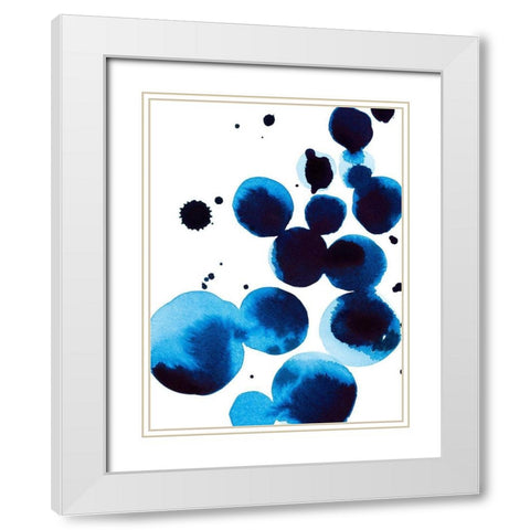 Blue Drops IV White Modern Wood Framed Art Print with Double Matting by Warren, Annie