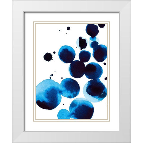 Blue Drops IV White Modern Wood Framed Art Print with Double Matting by Warren, Annie