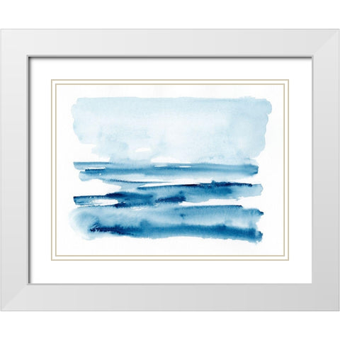 Prussian Sea I White Modern Wood Framed Art Print with Double Matting by Barnes, Victoria