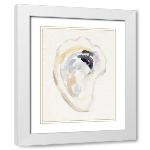 Oyster Shell Watercolor I White Modern Wood Framed Art Print with Double Matting by Barnes, Victoria