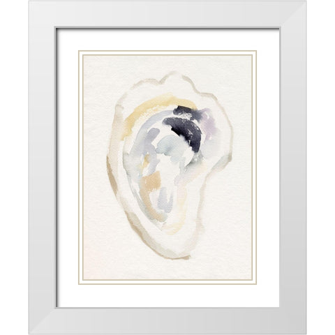 Oyster Shell Watercolor I White Modern Wood Framed Art Print with Double Matting by Barnes, Victoria