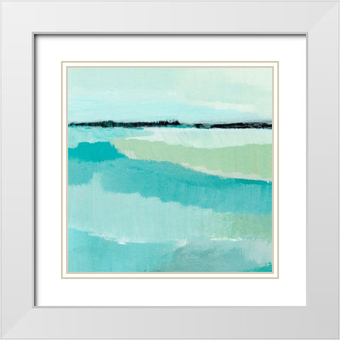 Oceanic Blue II White Modern Wood Framed Art Print with Double Matting by Warren, Annie