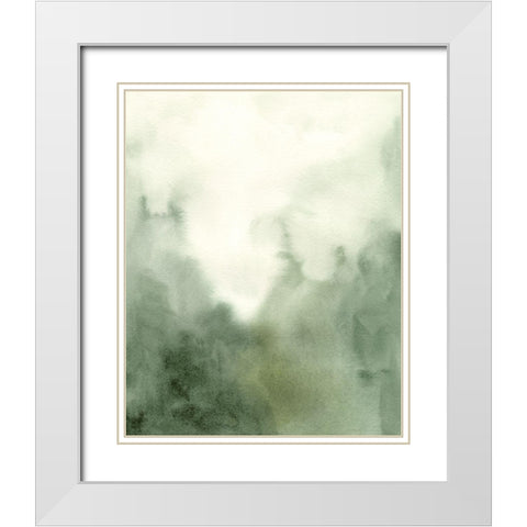 Verdant Fog I White Modern Wood Framed Art Print with Double Matting by Caroline, Emma