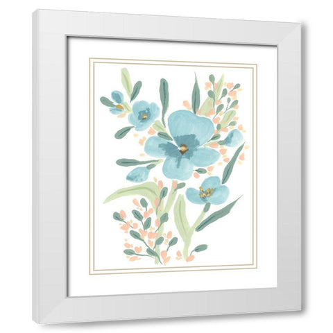 Naive Garden Posey I White Modern Wood Framed Art Print with Double Matting by Vess, June Erica