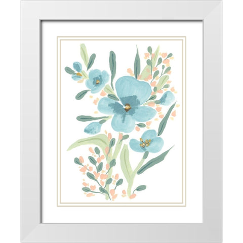 Naive Garden Posey I White Modern Wood Framed Art Print with Double Matting by Vess, June Erica