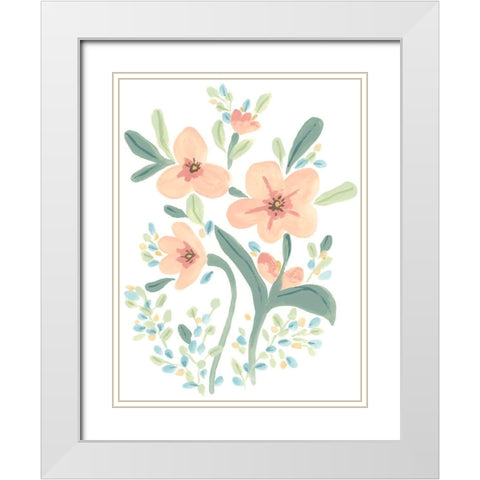 Naive Garden Posey III White Modern Wood Framed Art Print with Double Matting by Vess, June Erica