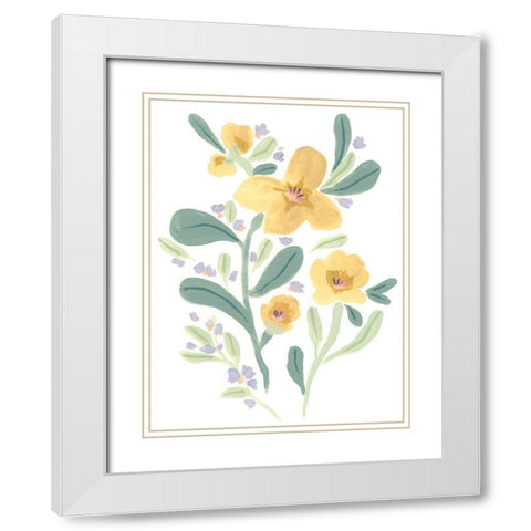 Naive Garden Posey IV White Modern Wood Framed Art Print with Double Matting by Vess, June Erica