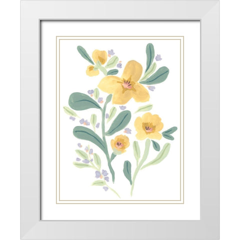 Naive Garden Posey IV White Modern Wood Framed Art Print with Double Matting by Vess, June Erica