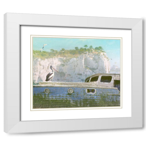 Green Ocean III White Modern Wood Framed Art Print with Double Matting by Hunziker, Steve
