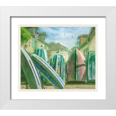 Green Ocean IV White Modern Wood Framed Art Print with Double Matting by Hunziker, Steve