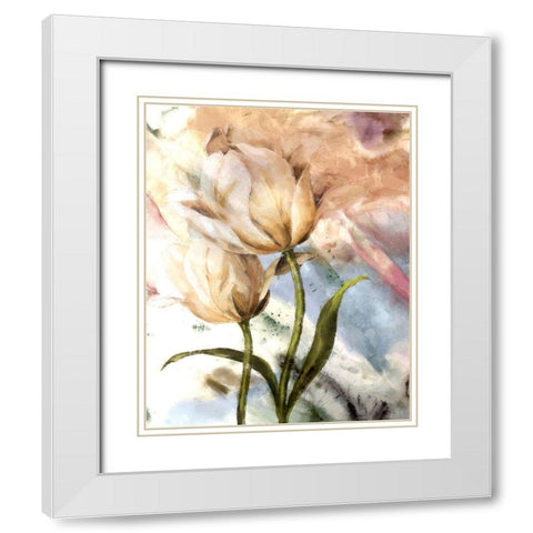 Pastel Fleur I White Modern Wood Framed Art Print with Double Matting by Smith, Karen