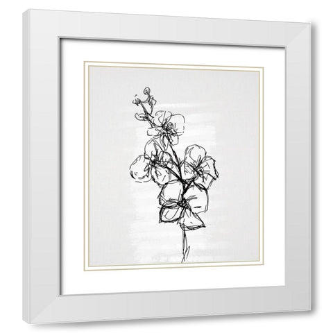 Flourish Sketches I White Modern Wood Framed Art Print with Double Matting by Smith, Karen