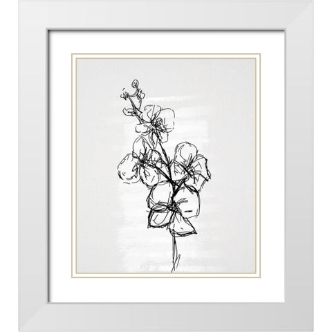 Flourish Sketches I White Modern Wood Framed Art Print with Double Matting by Smith, Karen