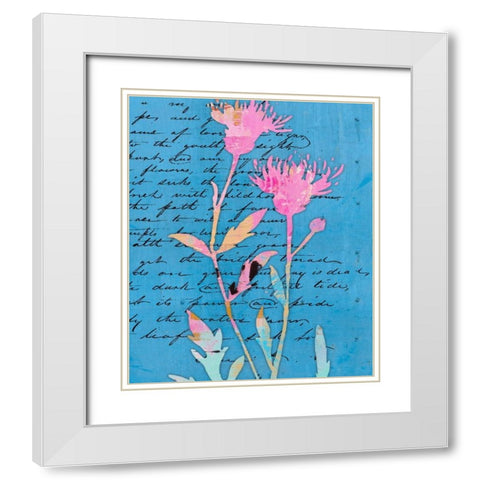 Thistle Notes I White Modern Wood Framed Art Print with Double Matting by Smith, Karen