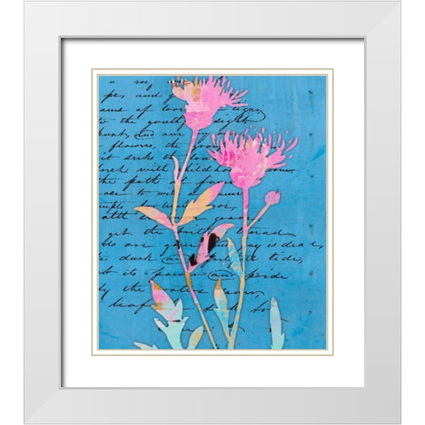 Thistle Notes I White Modern Wood Framed Art Print with Double Matting by Smith, Karen