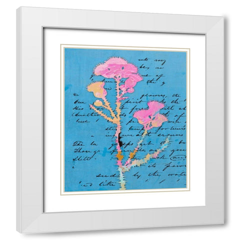 Thistle Notes II White Modern Wood Framed Art Print with Double Matting by Smith, Karen