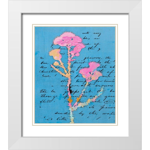 Thistle Notes II White Modern Wood Framed Art Print with Double Matting by Smith, Karen