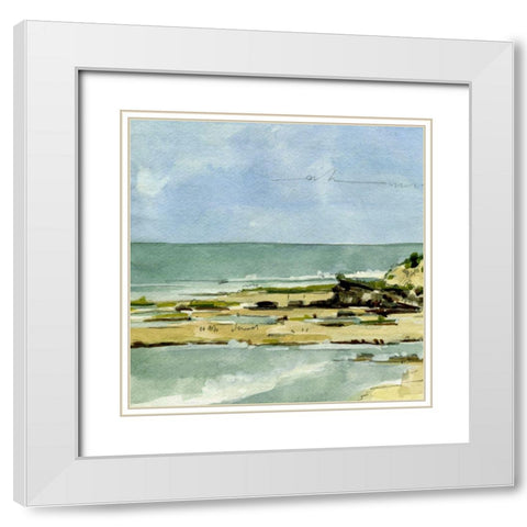 Coastal Sketch V White Modern Wood Framed Art Print with Double Matting by Caroline, Emma