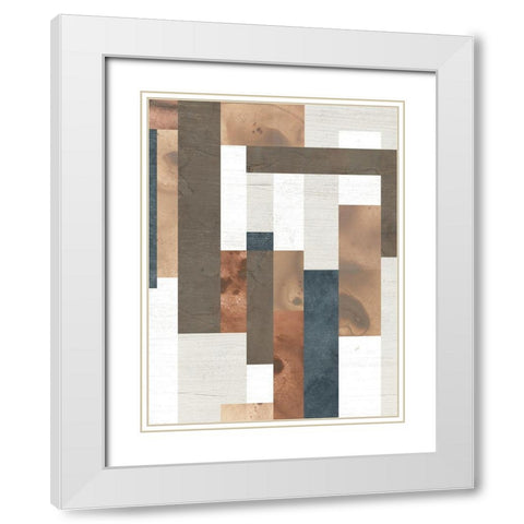 Earthen Interlock I White Modern Wood Framed Art Print with Double Matting by Vess, June Erica