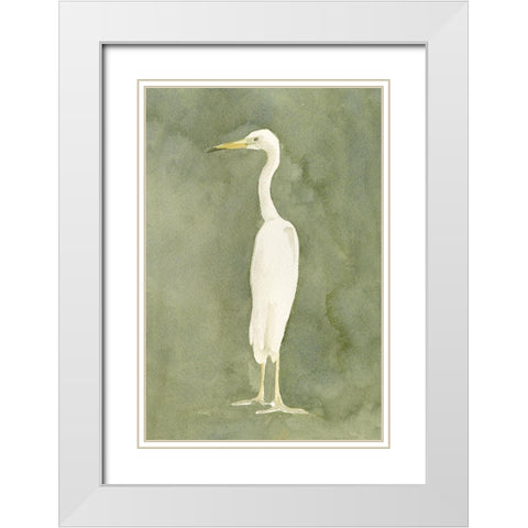 Emerald Heron II White Modern Wood Framed Art Print with Double Matting by Caroline, Emma