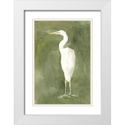 Emerald Heron IV White Modern Wood Framed Art Print with Double Matting by Caroline, Emma
