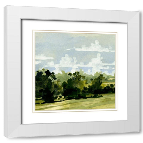 Green Gardens I White Modern Wood Framed Art Print with Double Matting by Caroline, Emma