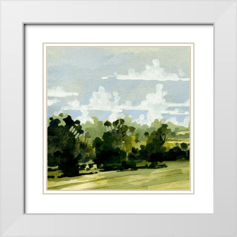 Green Gardens I White Modern Wood Framed Art Print with Double Matting by Caroline, Emma