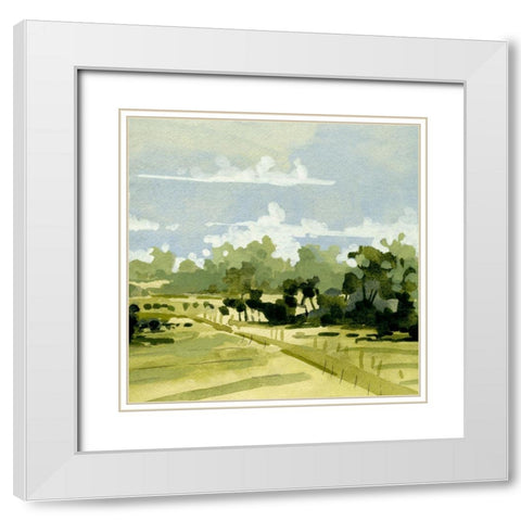 Green Gardens II White Modern Wood Framed Art Print with Double Matting by Caroline, Emma