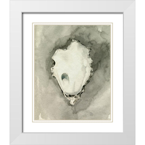 Neutral Oyster Shell I White Modern Wood Framed Art Print with Double Matting by Caroline, Emma