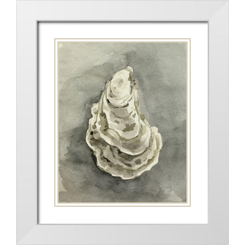 Neutral Oyster Shell IV White Modern Wood Framed Art Print with Double Matting by Caroline, Emma