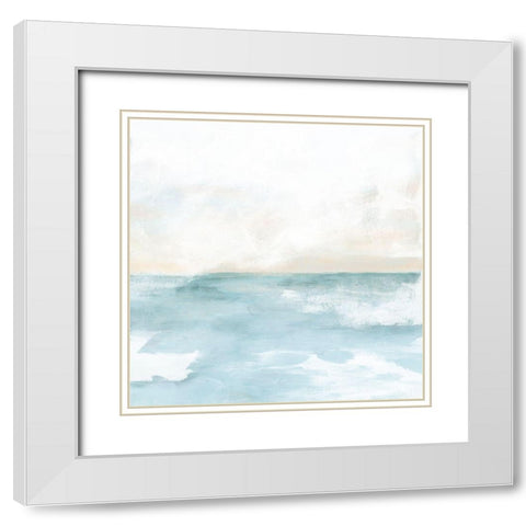 Wave Whisper II White Modern Wood Framed Art Print with Double Matting by Vess, June Erica