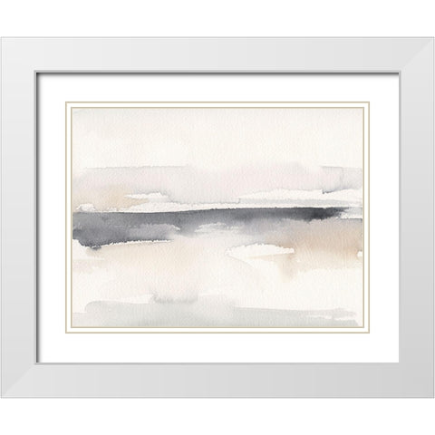 Distant Neutrals III White Modern Wood Framed Art Print with Double Matting by Barnes, Victoria