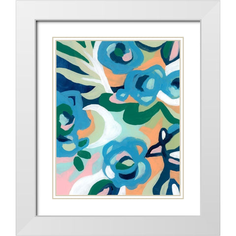 Bright Floral Dance II White Modern Wood Framed Art Print with Double Matting by Vess, June Erica