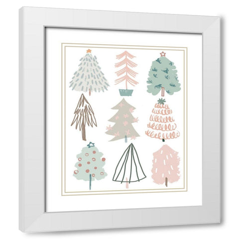 Christmas Tree Sketchbook I White Modern Wood Framed Art Print with Double Matting by Vess, June Erica