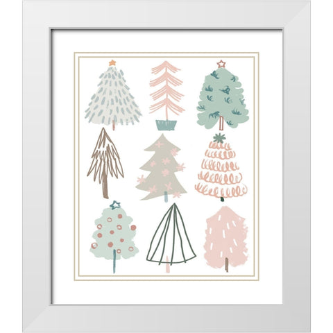 Christmas Tree Sketchbook I White Modern Wood Framed Art Print with Double Matting by Vess, June Erica