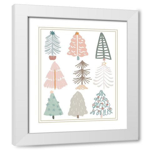 Christmas Tree Sketchbook II White Modern Wood Framed Art Print with Double Matting by Vess, June Erica