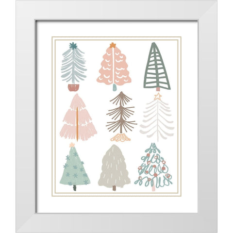 Christmas Tree Sketchbook II White Modern Wood Framed Art Print with Double Matting by Vess, June Erica