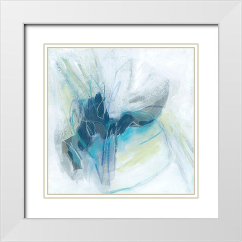 Blue Chasm I White Modern Wood Framed Art Print with Double Matting by Vess, June Erica