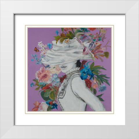 Lady Florals IV White Modern Wood Framed Art Print with Double Matting by Iafrate, Sandra