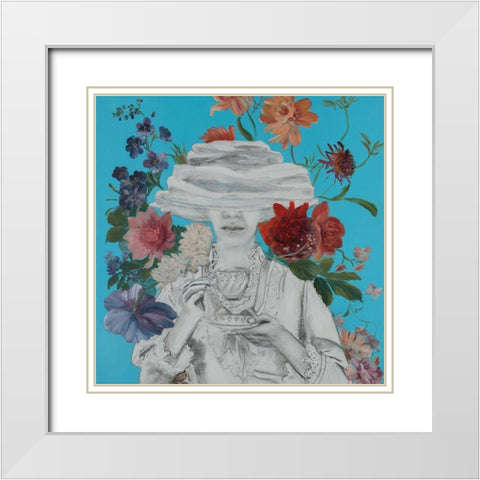 Lady Florals V White Modern Wood Framed Art Print with Double Matting by Iafrate, Sandra
