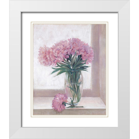 Windowsill Floral I White Modern Wood Framed Art Print with Double Matting by OToole, Tim