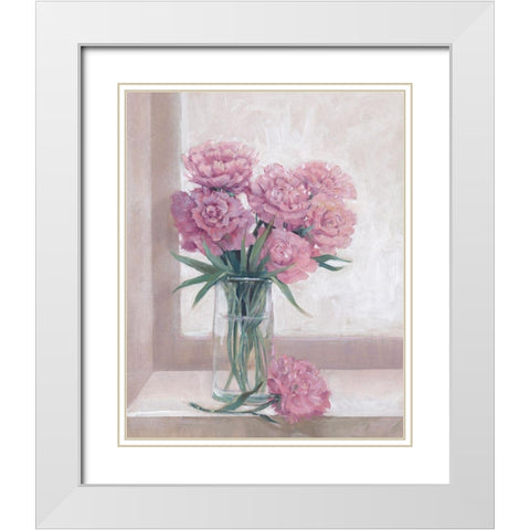 Windowsill Floral II White Modern Wood Framed Art Print with Double Matting by OToole, Tim