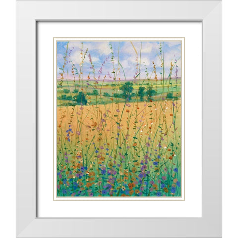 Wildflower Path II White Modern Wood Framed Art Print with Double Matting by OToole, Tim